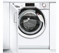 Hoover H-Wash 300 HBWS48D1ACE 8Kg 1400 Rpm Integrated Washing Machine, Quick washes, Hygiene cycles, 16 Programmes, White with Chrome door