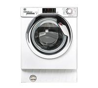Hoover H-WASH/DRY HBDS495D1ACE/-80 Integrated Washer Dryer, 9Kg Wash+5Kg Dry, 1400 Rpm, 12 Programmes, 3 Drying Levels, White with Chrome door