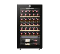 Hoover H-WINE 500 Freestanding Wine Cooler, 34 Bottles, Single Zone Temperature, Anti-UV Glass Door, Low Vibration Design, LED Light, hOn App, G Class, Black, 47.5x45.6x85 cm - HOWC034K