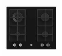 Hoover HVG6K3B 4 Burner Gas Hob Cast Iron Pan Supports Black Glass