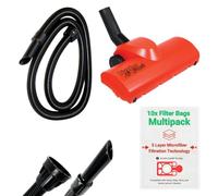 Hoover Turbo Brush Head, 10x Dust Bag & Hose- Universal Red Head Replacement for Numatic/Hetty/Herry/James/Basil/Charles/George and Airo Brush Head.