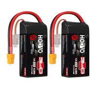 HOOVO 2S Lipo Battery 2200 mAh 7.4 V 50C SoftCase Short Pack Lipo Battery with XT60 Plug RC Battery for 1:16 RC Car Truck Helicopter Airplane Rock Crawler Airplane Helicopter (2 Packs)