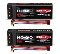 HOOVO 2S Lipo Battery 8000mAh 7.4V 100C RC Battery Hardcase Lipo Batteries with 4.0mm Banana to Deans Plug for RC Evader BX Auto Car Truck Truck Truggy RC Hobby (2 Pack)