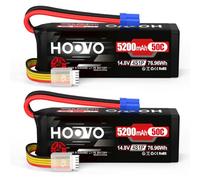 HOOVO 4S Lipo Battery 14.8V 5200mAh 50C RC Battery EC5 Plug for RC Car Truck Buggy RC Quadcopter Helicopter Airplane Racing Drone Hobby (2 Pack)