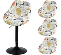 Hoowarm Bar Stool Cover with Backs Set of 1/2/4/6，Stretch Swivel Bar Stools Slipcover, Curved Accent Chair Protector Covers for Counter Kitchen Dining Room Swivel chair cover(B11,4PCS)