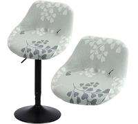 Hoowarm Bar Stool Cover with Backs Set of 1/2/4/6，Stretch Swivel Bar Stools Slipcover, Curved Accent Chair Protector Covers for Counter Kitchen Dining Room Swivel chair cover(B13,2PCS)