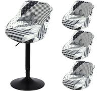 Hoowarm Bar Stool Cover with Backs Set of 1/2/4/6，Stretch Swivel Bar Stools Slipcover, Curved Accent Chair Protector Covers for Counter Kitchen Dining Room Swivel chair cover(B22,4PCS)