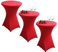 Hoowarm Cocktail Round Tablecloth 1/2/4/6pcs Stretch Table Cloth Washable Cocktail Tablecloth 60x110cm/80x110cm Round Highboy Table Covers，for Wedding Party(#22,80x110cm/23x43in(3PCS))