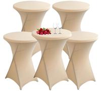Hoowarm Cocktail Round Tablecloth 1/2/4/6pcs Stretch Table Cloth Washable Cocktail Tablecloth 60x110cm/80x110cm Round Highboy Table Covers，for Wedding Party(#10,60x110cm/23x43in(5PCS))