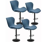 Hoowarm Curved Bar/Kitchen Swivel Stools Slipcovers with Backrest Stretch Modern High Bar/Counter Chair Cover, for Short Dining Chair Back Chair Breakfast Barstools Chair (Color : A, Size : 4PCS)