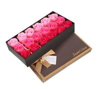 HOOWIFFY 1 Box Pink Rose Flower Soap with Long-lasting Fragrance and Storage Box Artificial Soap Flower for Room Decoration and Desk Gift for Girlfriend or Mother