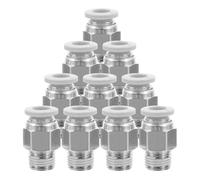 HOOWIFFY 10pcs Push in Air Fittings 1/8 Inch Npt Thread Quick Connector Fitting for Printer with 6mm Outer Diameter Nickel Plated Brass Preventing Leaks Adaptable Air Pipelines for 3D