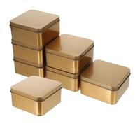 HOOWIFFY 10pcs Sugar Canister Metal Storage Box Small Storage Box with Lid Square Tinplate Portable Workmanship Food Container Can Be Given as An