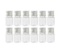HOOWIFFY 12 Pcs Glass Medicine Mini Bottles 5ml Cylinder Screw-in Structure Aluminum Cap Lightweight Sealed Containers for Chemical Plants and Industries