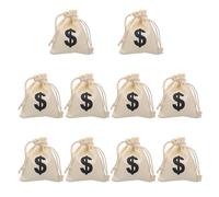 HOOWIFFY 12pcs Drawstring Money Bag Pouch 4.72x3.93x0.20inch Cotton Linen Easy to Open Easy to Access Beautiful Appearance Display Party Bag for Theme Poker Party