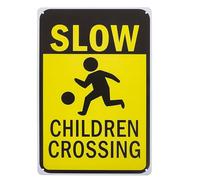 HOOWIFFY 1pcs Caution Sign Street Sign Iron Slow down Crossing Safety Alerts Drivers Road Marker for Residential Areas