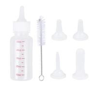 HOOWIFFY 1set Pet Nursing Bottle for Small Pets with Silicone Material Nipples and Cleaning Brush Portable Feeding for Puppies Kittens Rabbits with Transparent Scale for Random Color