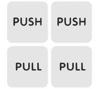 HOOWIFFY 2 Pairs Acrylic Push Pull Labels Square Signs with Excellent Transparency and Wear Resistance, Sleek Modern Style White Stickers for Glass Doors in Office Buildings and Stores