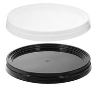 HOOWIFFY 2pcs 20l Airtight Bucket Lid Replacement, Plastic Paint Can Cover, Sealed Storage Container Lid for Grain and Industrial Use, White and Black