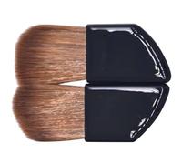 HOOWIFFY 2Pcs Angled Blusher Brushes with Horn Handle, Natural Horse Hair Makeup Powder Foundation Applicators for Travel and Portable Cosmetic Use