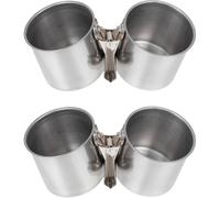 HOOWIFFY 2pcs Birds Feeding Cups Bird Feeder Bowl Stainless Steel Water and Food Holder Easy Installation Silver for Birdcage Cockatiel Parrots