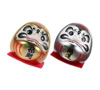 HOOWIFFY 2pcs Ceramic Figurine Set Traditional Japanese Lucky Egg Ornaments for Indoor and Outdoor Decoration, Unique Classic Style Mini Statues for Anniversary and Car Interior