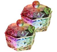 HOOWIFFY 2pcs Crystal Cup Glass Nail Art Bowls Lid Professional Dappen Dish for Manicure Care Multi-function Nail Dish for Supply and Manicure Tools