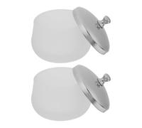 HOOWIFFY 2pcs Glass Manicure Cup Dappen Dish with Lid for Nail Art, Silver Stainless Steel Material, Prevents Liquid Volatility and Easy to Clean, for Nail Art Use