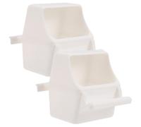 HOOWIFFY 2pcs Hanging Bird Water Bowl for Parrot and Pigeon Cage, Plastic External Water Cup with Easy Installation, Reduces Strain on Pet's Neck and Joints, White Bird Feeder for Cage