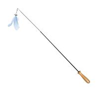 HOOWIFFY 2pcs Interactive Cat Teasing Stick with Carbon Fiber Rods and Wooden Handles, Retractable Pet Play for Kittens, Indoor Cat Set in Pink and Blue