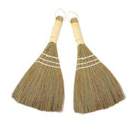 HOOWIFFY 2pcs Large Desk Broom Set with Natural Sorghum Bristles, Mini Handheld Dust Brush for Home and Kitchen Cleaning, Household Dust Remover Tool