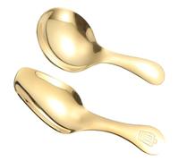 HOOWIFFY 2pcs Multi-Function Stainless Steel Dessert Spoons Small Compact Tea Scoops with Practical Sturdy Design for Household Jelly and Pudding Serving