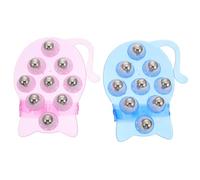 HOOWIFFY 2pcs Nine-Beads Massager Cat Shaped Body Massage Tool with 9pcs Rolling Carbon Steel Balls, 360 Degree Rotation, Hand-Hold Design, Removes Fatigue for Holiday Anywhere and Anytime