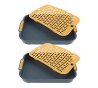 HOOWIFFY 2Pcs Plastic Rabbit Litter Box and Guinea Pig Potty Tray, Rectangular Small Pet Toilet for Bunny Training, Anti-Tip Yellow Hamster Cage Accessory for Rabbit Toilet