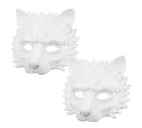 HOOWIFFY 2pcs Realistic 3d Lion Masks in White Pu Material with Eye Holes, Comfortable Fit for Halloween, Festival, and Theme Party Supplies