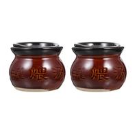 HOOWIFFY 2pcs Rice Noodle Pots Ceramic Stew Pots 5.5x5.5x6.7inch Earthenware Fast Heating Nonstick Kitchen Gadgets for Cooking in Kitchen