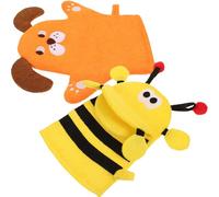 HOOWIFFY 2pcs Shower Mitts with Cute Bee and Yellow Bear Designs, Dual-use Exfoliating Bath Gloves for Gentle Body Scrubbing and Skin Cleansing