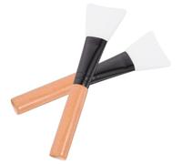 HOOWIFFY 2pcs Silicone Facial Mask Brush Soft Skin-friendly Brush Head Wooden Handle Mask Applicator Tool for Even Application at Home and Travel