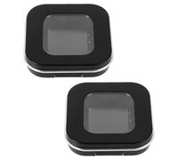 HOOWIFFY 2pcs Single Eyeshadow Box Sample Display Box 3.5x3.5x1.5in Portable Magnetic Closure Sleek Minimalist Black Plastic Container for Travel Makeup Collection