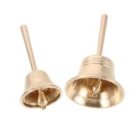HOOWIFFY 2pcs Solid Brass Handheld Bell for Classroom and Home Decoration, Vintage Style Small Brass Call Bell with Dual Size Versatility and Super Loud Ringing, Includes Hammer