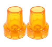 HOOWIFFY 2pcs Trekking Pole Tips Walking Pole Covers Anti-Skid Plastic Crutch Pads Firmer Standing on Wet Surfaces Yellow for Outdoor Hiking