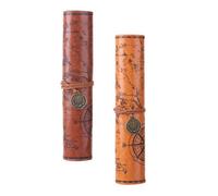 HOOWIFFY 2pcs Vintage Pencil Case Pu Leather Pen Storage Pouch with Foldable Strap and Roll up Design for Long Time Use and Creative Retro Style