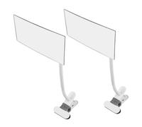 HOOWIFFY 2pcs White Clip-on Convex Desk Mirror for Tabletop Use with 360° Adjustable Viewing Angle, Portable and Multifunction Plastic and Glass Design for Shared Workspaces and Office