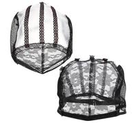 HOOWIFFY 2pcs Wig Mesh Caps Wig Caps for Women Breathable Polyester Black Lace Hair Net Hold Hair in Place for Stage Plays Concerts