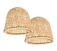 HOOWIFFY 2Pcs Woven Bamboo Lamp Shades for Pendant Light and Ceiling Lamps Rustic Style with Simple but Stable Structure Easy to Install and Versatile Lampshades for Home Decoration