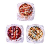 HOOWIFFY 3 Boxes Gold Foil Nail Flakes for Manicure Supply, Assorted Colour Foil Sheets with Separate Box, Practical and Beautiful for DIY Resin Earrings and Necklace Decoration