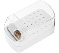 HOOWIFFY 30-Hole White Nail Drill Bits Storage Case with Cleaning Brush Manicure Grinding Head Organizer Box Nail Drill Bit Holder for Professional Art and Salon Use
