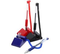HOOWIFFY 3pcs Anti-theft Gel Ink Pens with Stand and Holder, Plastic Desktop Security Pens with Connecting Rope, No Ink Leakage and Comfortable Grip for Bank and Tuition Office Counters