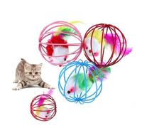 HOOWIFFY 3pcs Ball Shaped Cage Cat for Indoor Cats and Kittens with Plastic and Wire Material, Providing Mental Stimulation and Preventing Scratching Furniture Random Color