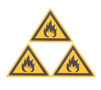 HOOWIFFY 3pcs Flammable Sticker Safety Warning Decal Yellow Pet Sturdy Wear Resistant Easy Understanding for Homes and Public Spaces